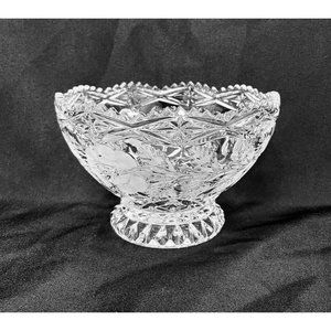 Crystal ABP American Brilliant Period Footed Clear Pedestal Candy Dish Floral